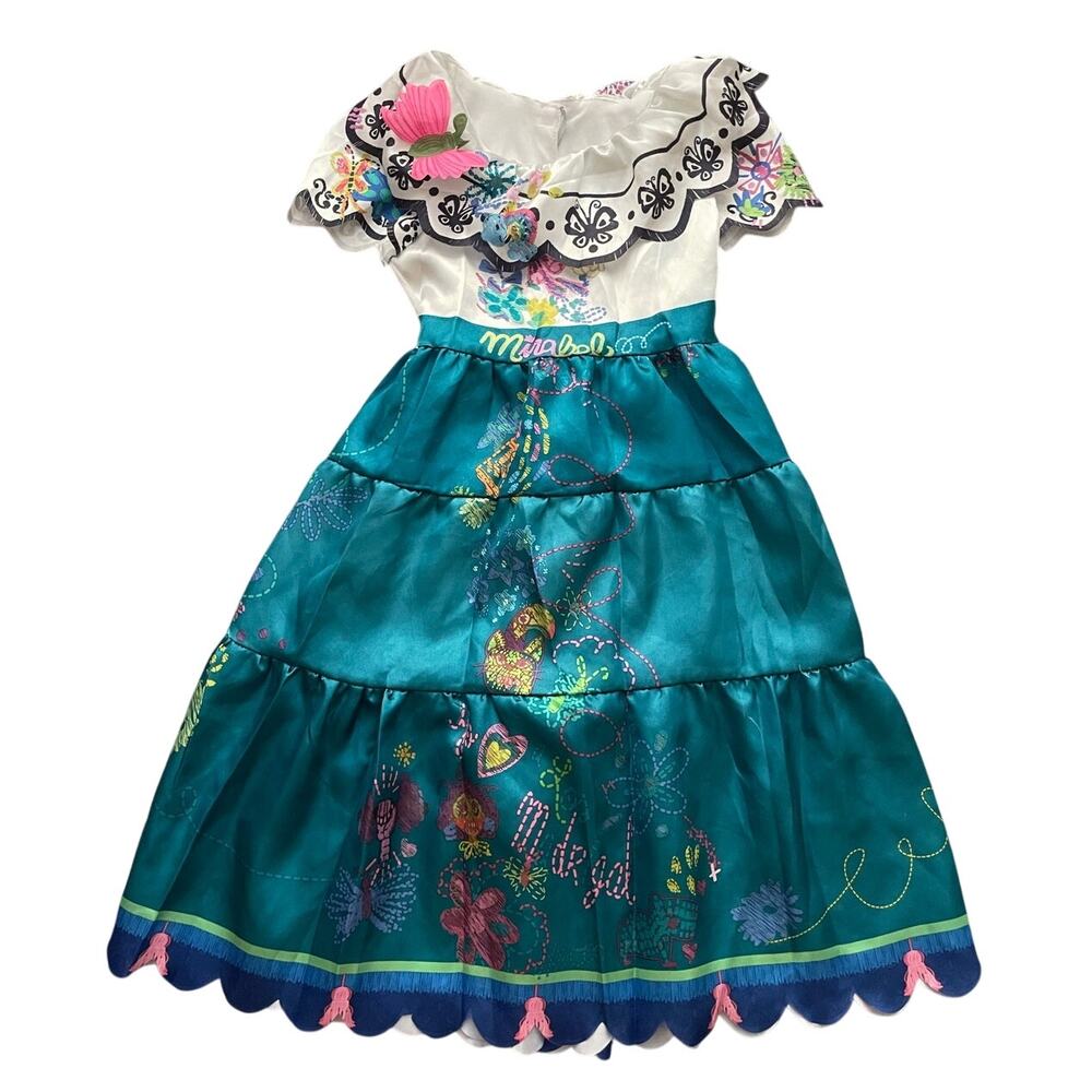 Encanto Mirabel Girls Size 5-6yrs Blue White Costume Dress